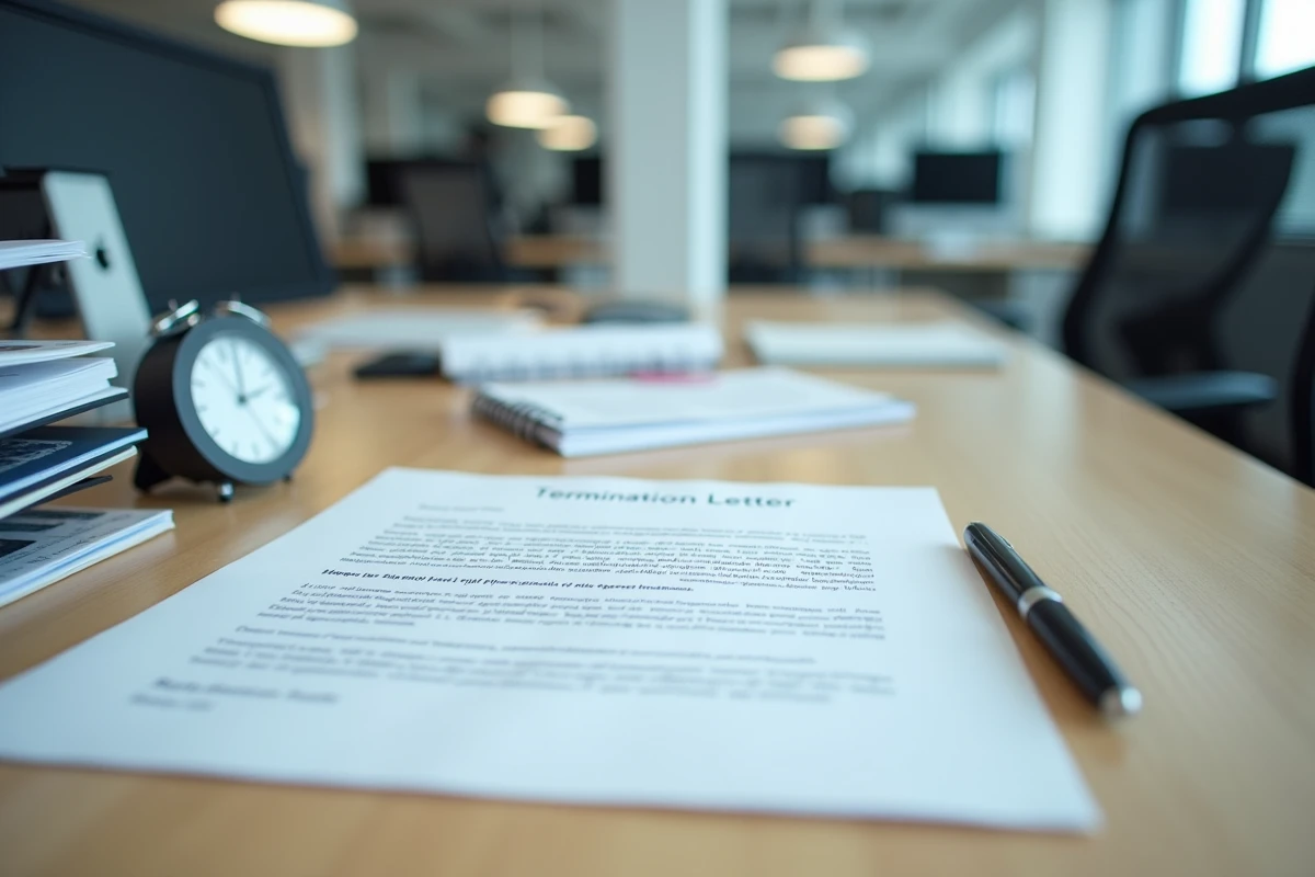 Lettre officielle de rupture de CDDI posée sur un bureau administratif avec stylo et calendrier